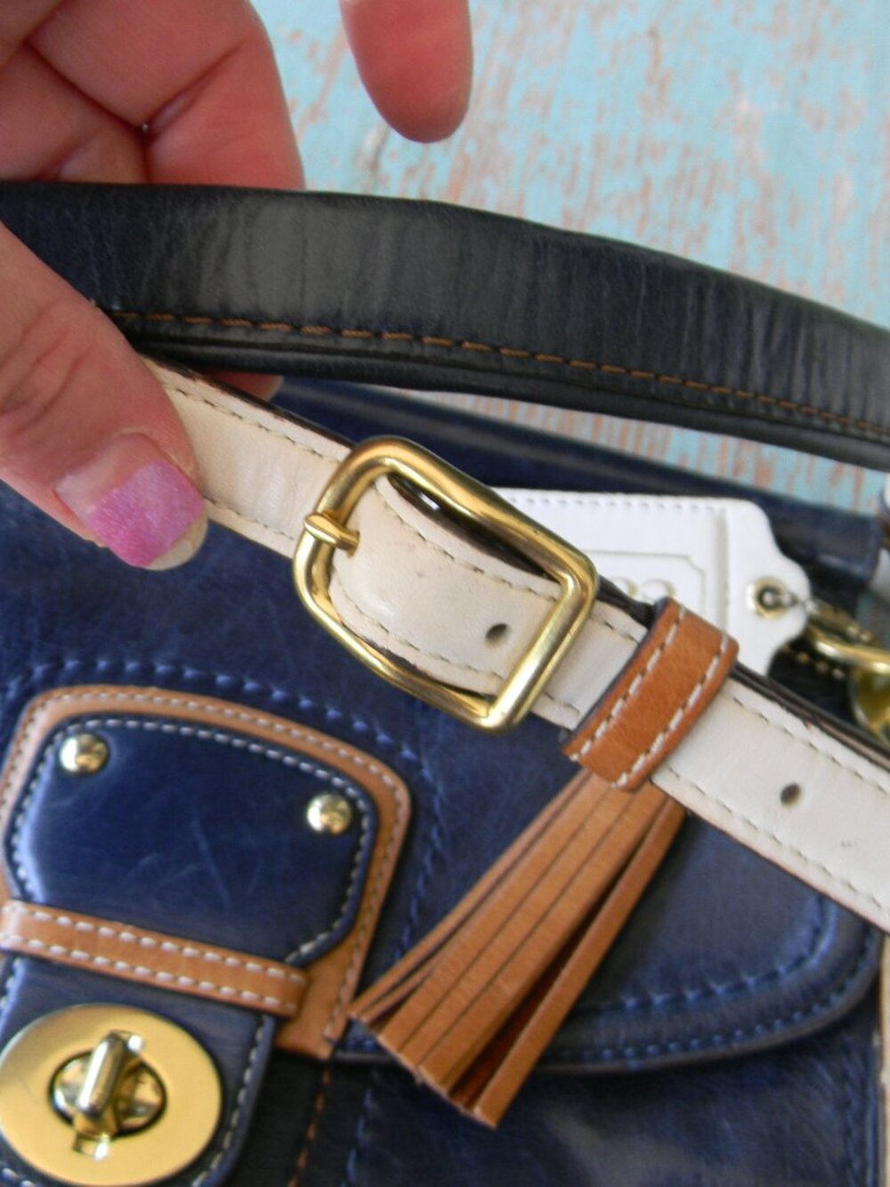 Coach 70th Anniversary Legacy Willis 19031 Navy Leather Colorblock Crossbody - Picture 6 of 10